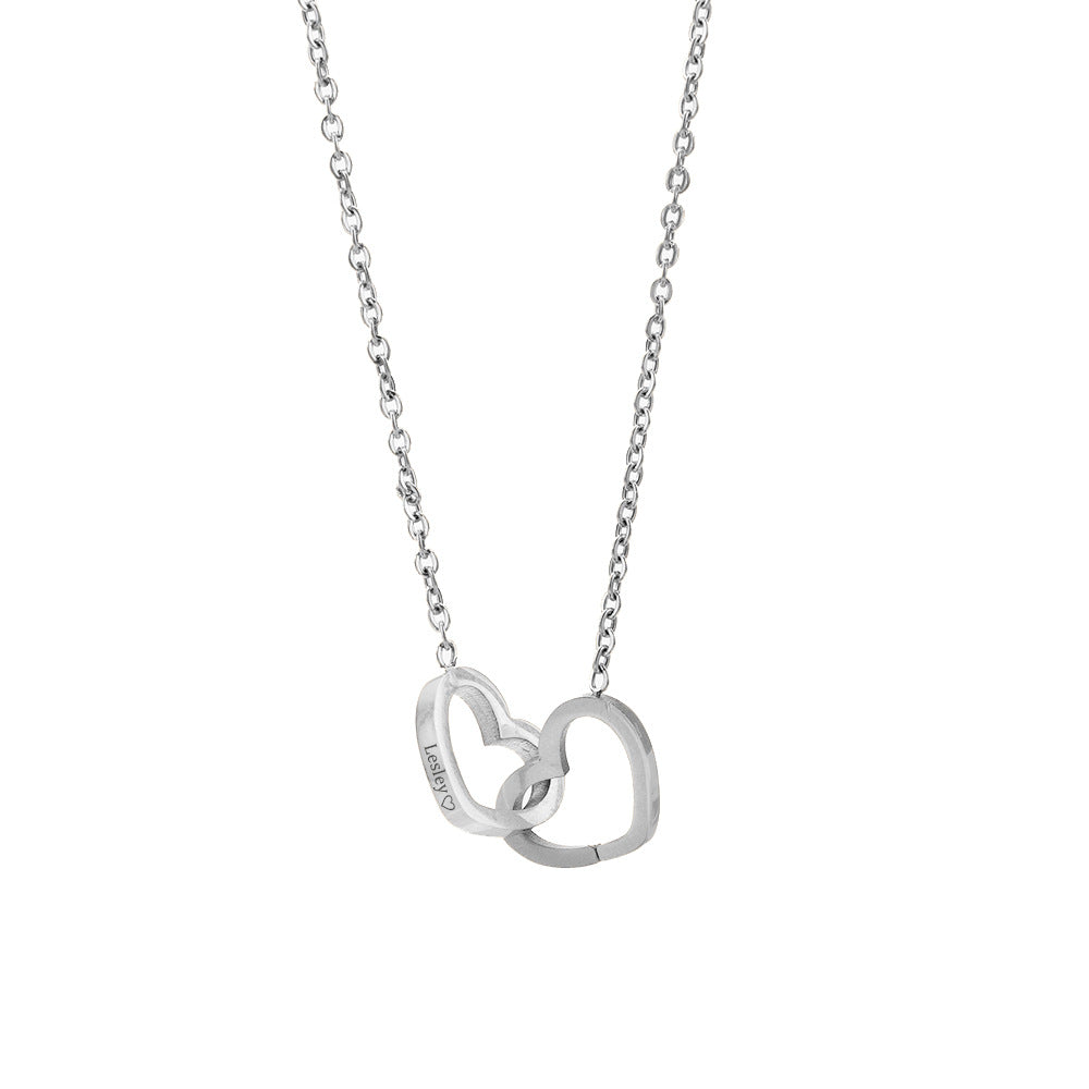 Double Heart Custom Engraved Necklace