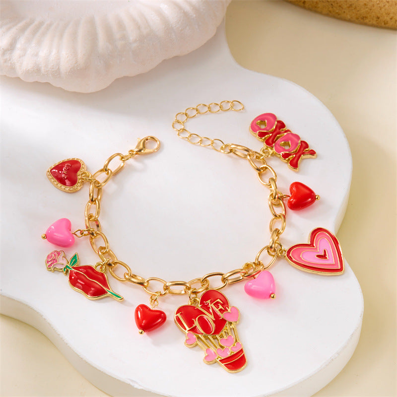 Valentine Heart Charm Bracelet – Adjustable Bracelet