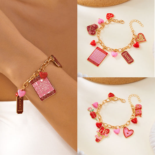 Valentine Heart Charm Bracelet – Adjustable Bracelet