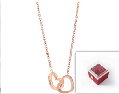 Double Heart  Custom Engraved  Necklace